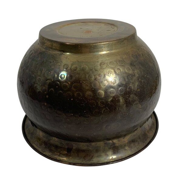 VTG Patina Hand-Hammered Brass Bowl Planter Pot Spittoon Decorative Accent Piece - Picture 12 of 12